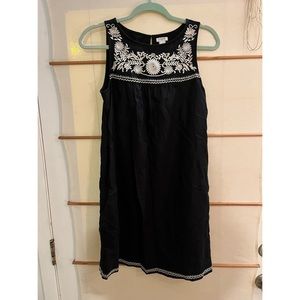Black J Crew Dress with Floral Embroidery